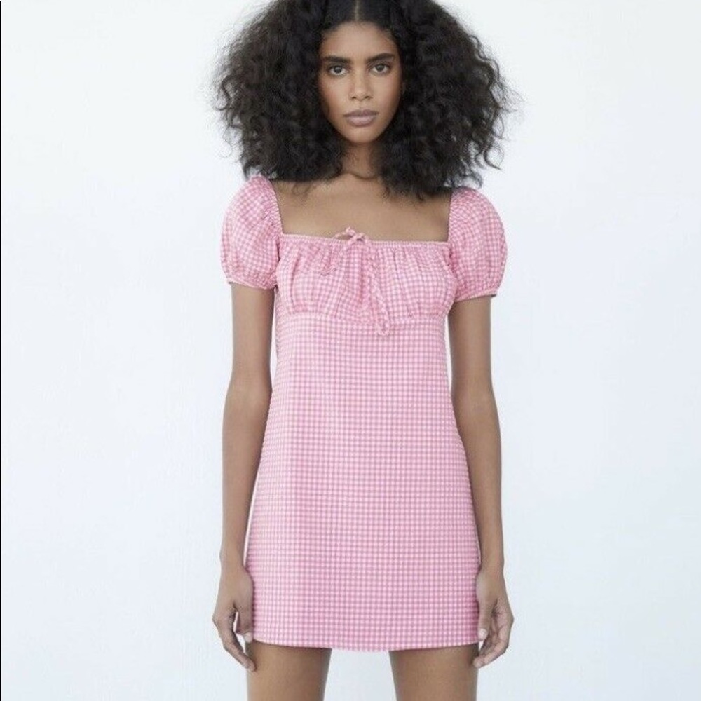 NWT Zara pink and white Gingham dress